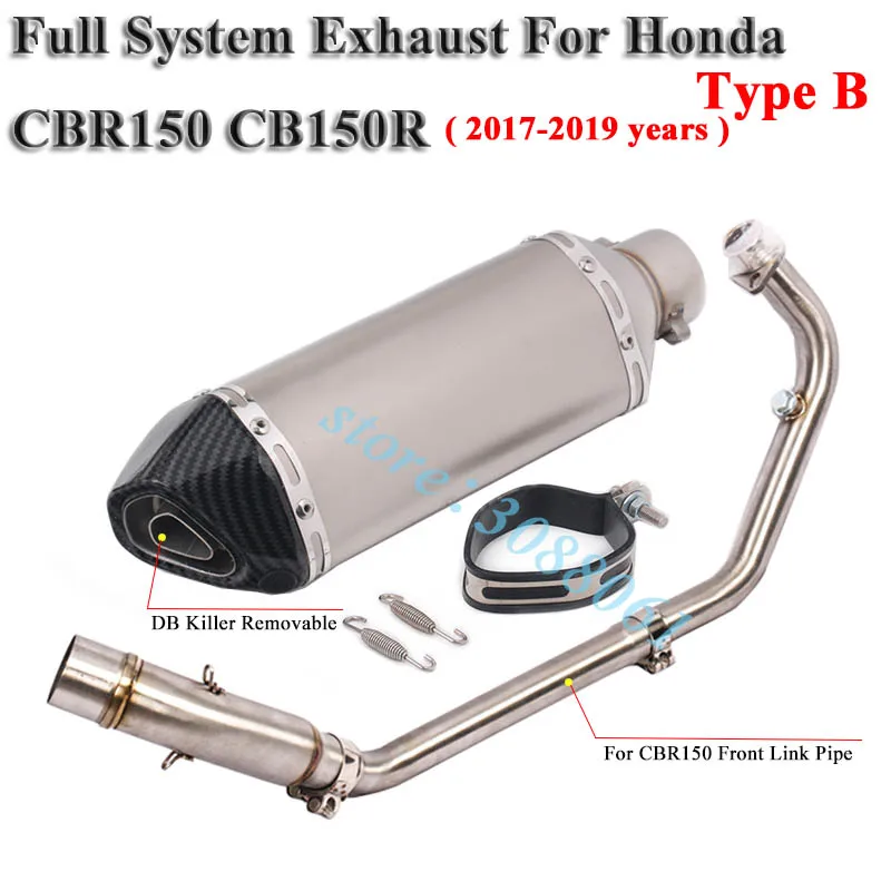 Полный мотоцикл Akrapovic выхлопная труба для Honda CBR150 Модифицированная Передняя ссылка глушитель дБ Killer съемный глушитель - Цвет: Type B