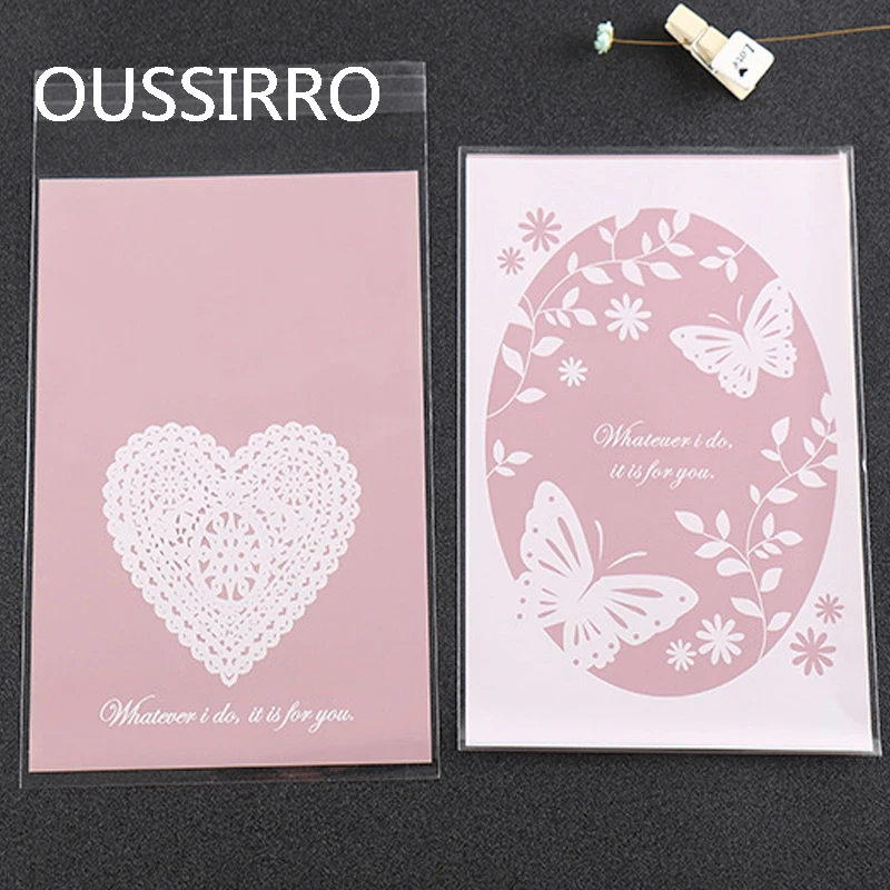 

25PCS Kawaii Love Butterfly Packaging Bags Christmas Biscuits Cookies Bag Plastic Self-adhesive Packing Bag For Food Snack Candy