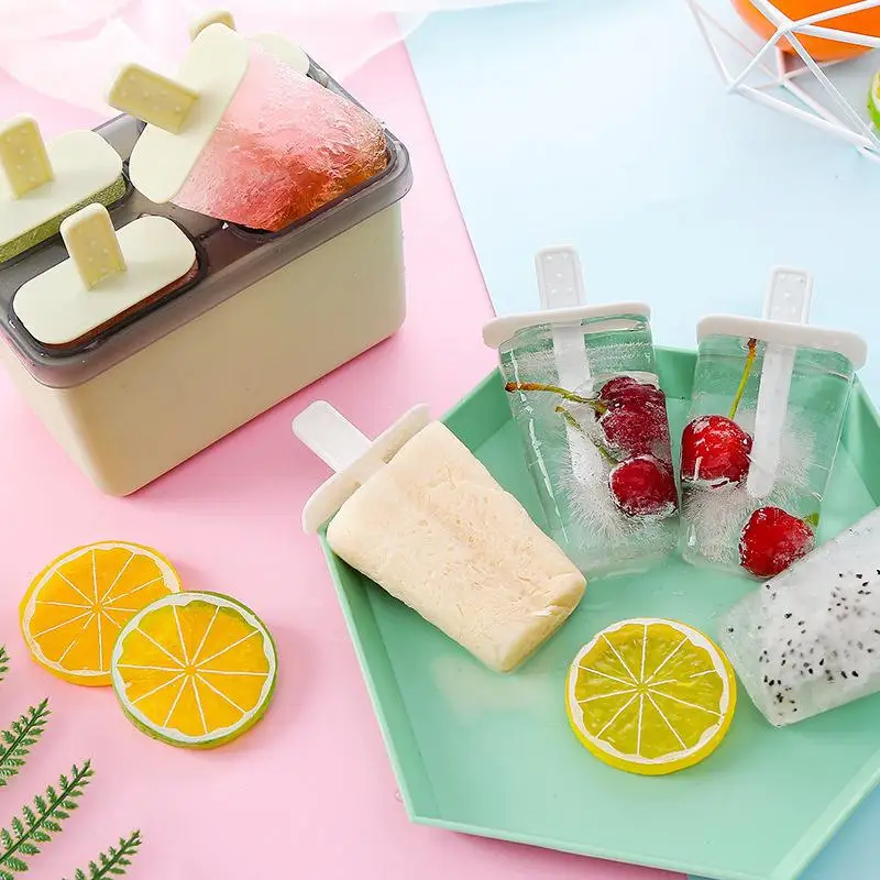 DIY Форма для изготовления мороженого креативная форма для изготовления Мороженого Мороженое коробка домашние Формочки Для Мороженного «фруктовый лед» четыре сетки