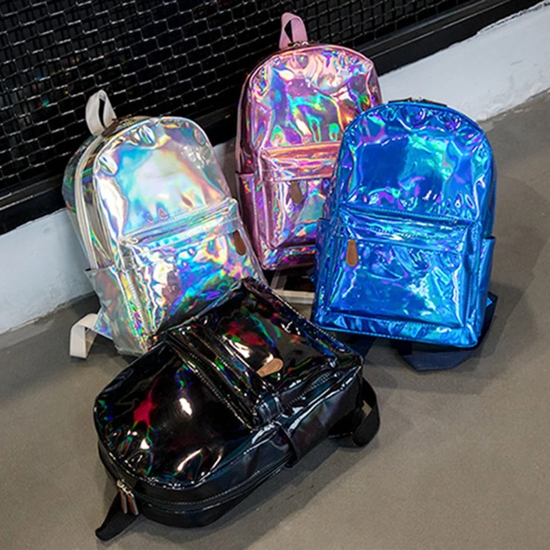 

School Travel Shoulder Rucksack Bag 1017E Girl Bags Women Holographic Laser Backpack
