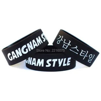 

300pcs One Inch Gangnam Style-Psy Korean Rapper wristband silicone bracelets free shipping by DHL express