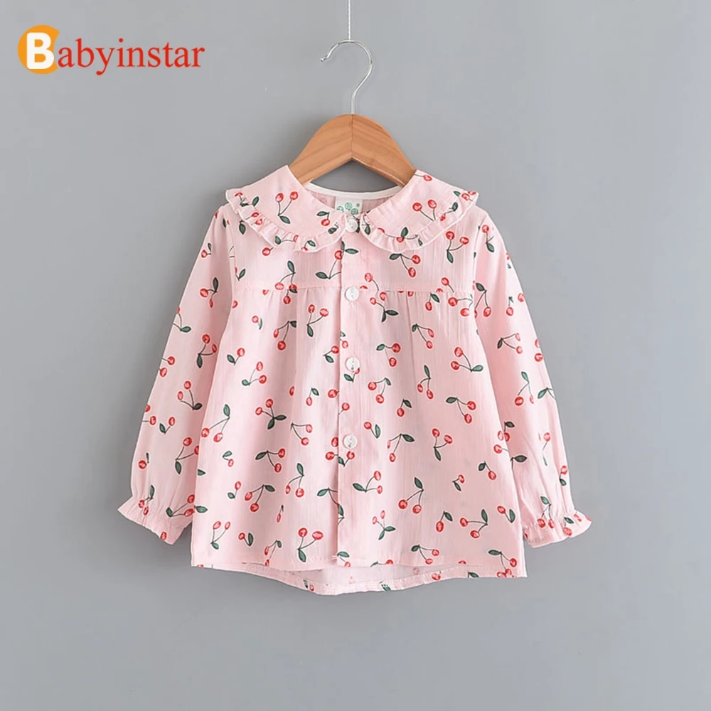 

Babyinstar Girls Blouse Shirts For Kids Clothing Lovely Cherry Print Long Sleeve Blouses Children Casual Clothing Kids Shirts