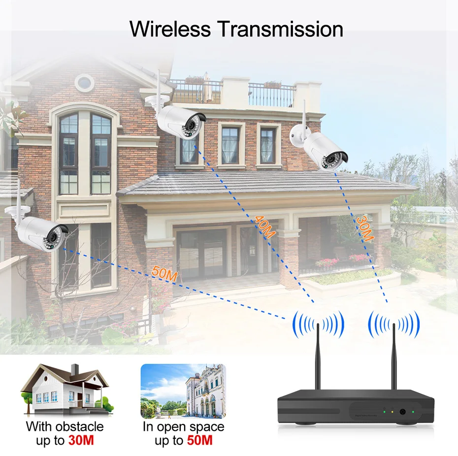 HD 1080P 4CH Беспроводная NVR CCTV система 2MP уличная Водонепроницаемая WiFi ip-камера, Аудио запись, охранный комплект видеонаблюдения