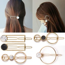 Минимализм металлические геометрические заколки с мраморным узором заколки для волос-круглые квадратные заколки для волос для девочек и женщин Свадебная вечеринка