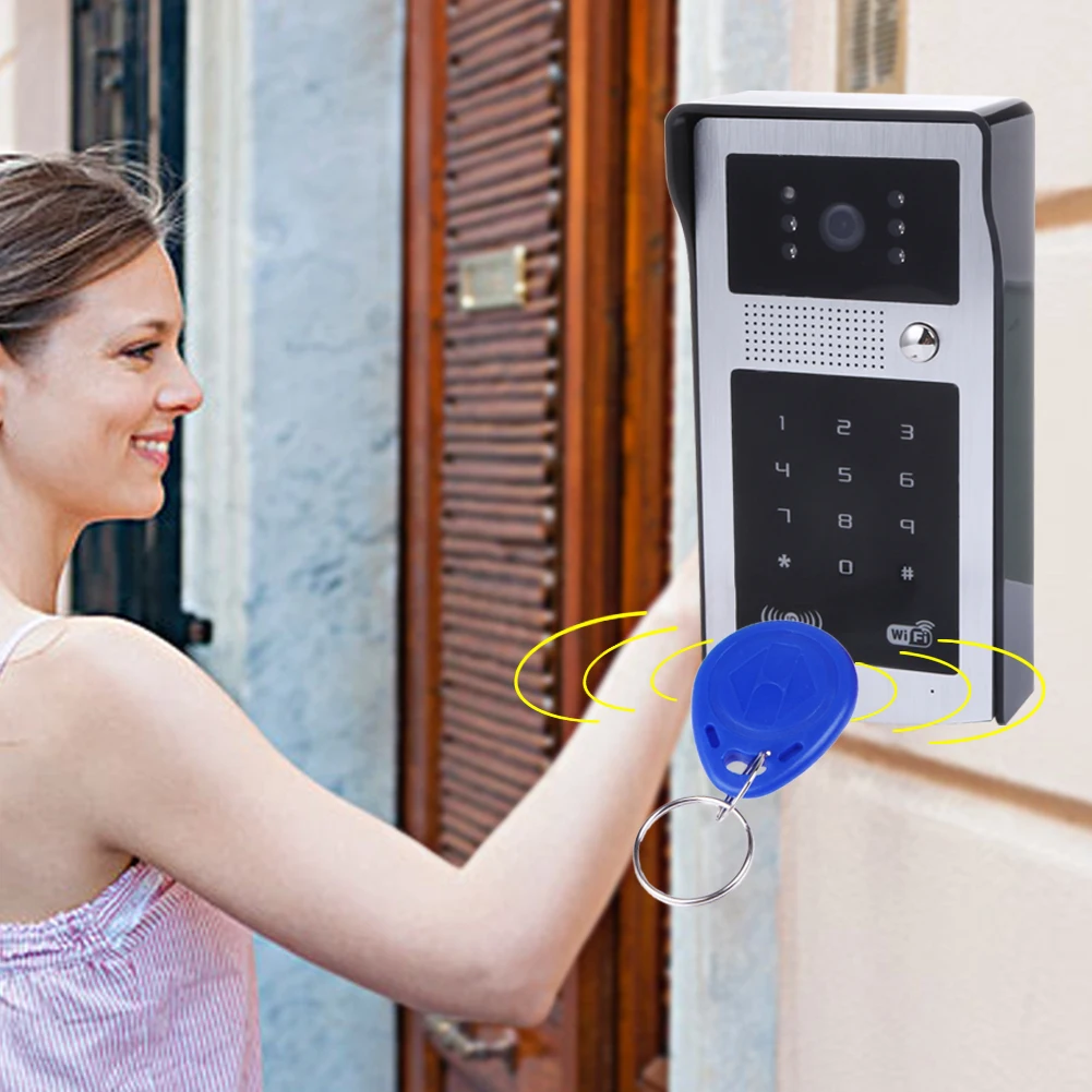 

7" Display WiFi LCD Screen Infrared Camera Video Intercom Doorbell Intercom Doorbell Support IOS & Android Night Vision US Plug