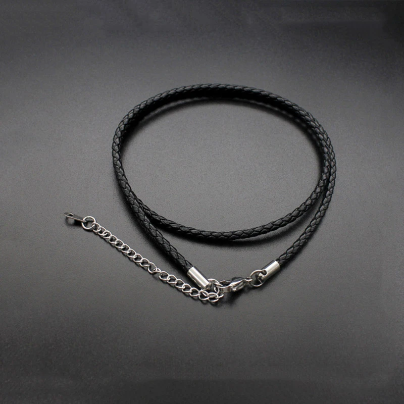 Silver 3mm Braided Genuine Leather Cord Necklace/Bracelet Steeling Lobster Clasp 
