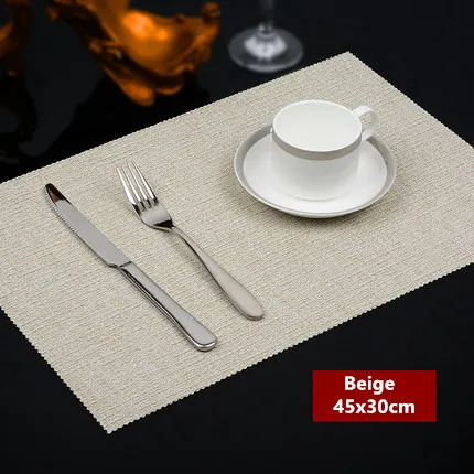 Beige 45x30cm 2 шт./компл. высокое качество Водонепроницаемый Европейский Стиль ПВХ Placemat подставки Теплоизоляция Настольный коврик - Цвет: Beige 45x30cm