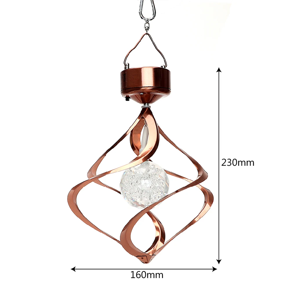 Ветер Спиннер Солнечный Галактический свет китайские колокольчики для улицы освещение Хрустальный шар из нержавеющей стали сад декоративные RGB изменение цвета