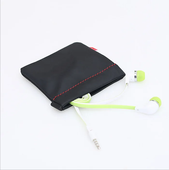 Mini Portable PU Leather Earphone Bag Headphone Accessories Storage Mini Earbuds Protective