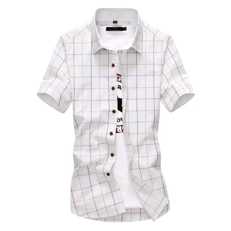Тепло лето новые мужские модные клетчатые бутик хлопок повседневные деловые рубашки с короткими рукавами/мужские клетчатые рубашки мужские