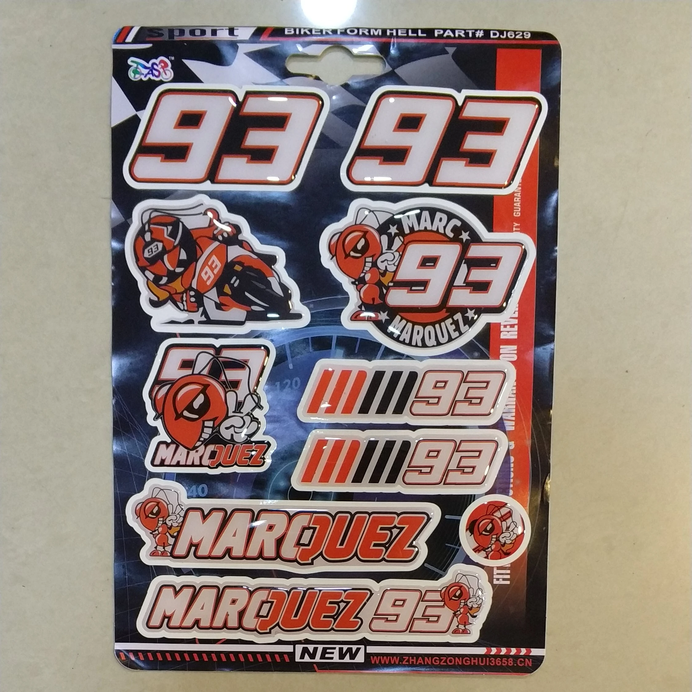 

New Resin Gel Motorcycle Applique #93 Fan Sticker Super Cool Personal Decal