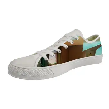 

Customizable Low top White Canvas Walking Shoes Classic Vulcanized Shoes for Men Sneakers Paddy Art Painting Print Studnets Shoe