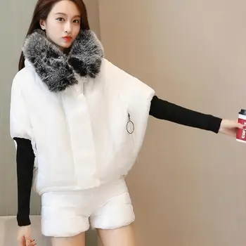 

women sets Down Cotton Jacket Parkas ladies Bat Sleeve cloak Coat manteau femme Parka