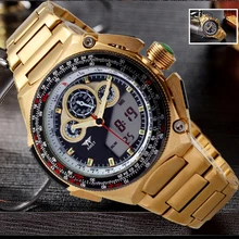 AMST Gold Watch Men Watches Top Brand Luxury Famous 2016 Wristwatch Male Clock Golden Quartz LED Display Clock Relogio Masculino