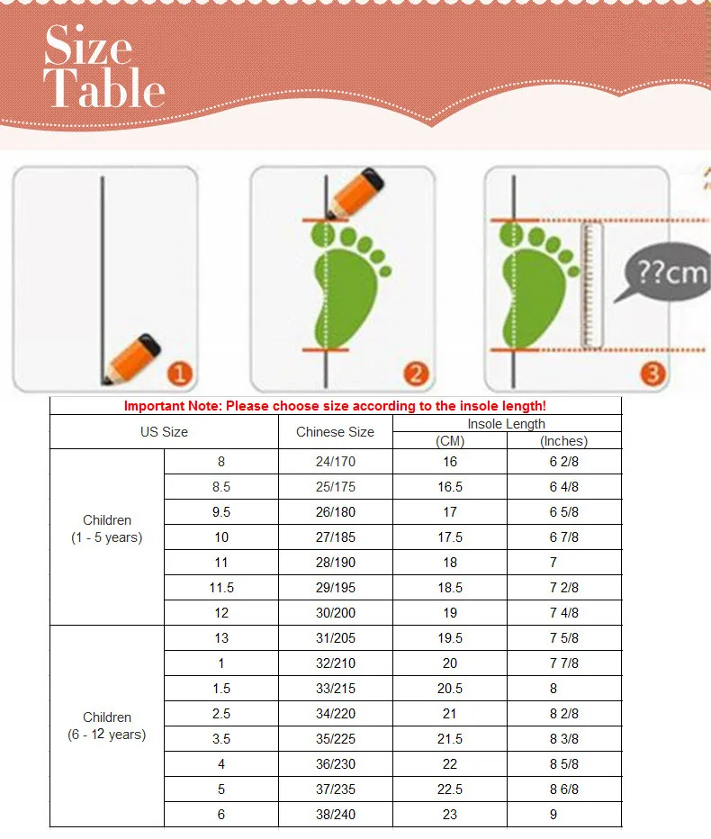 size table