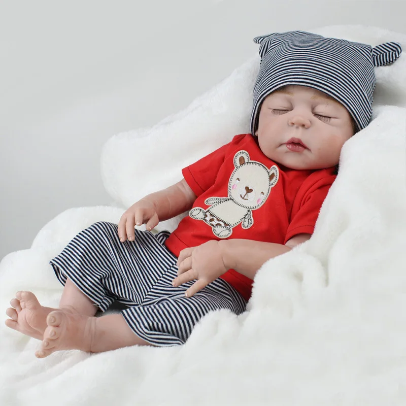 

22 Inches Baby Reborn 55 cm Realistic BeBe Reborn Doll Baby Handmade Lifelike Full Body Silicone Sleeping Baby Doll Toy