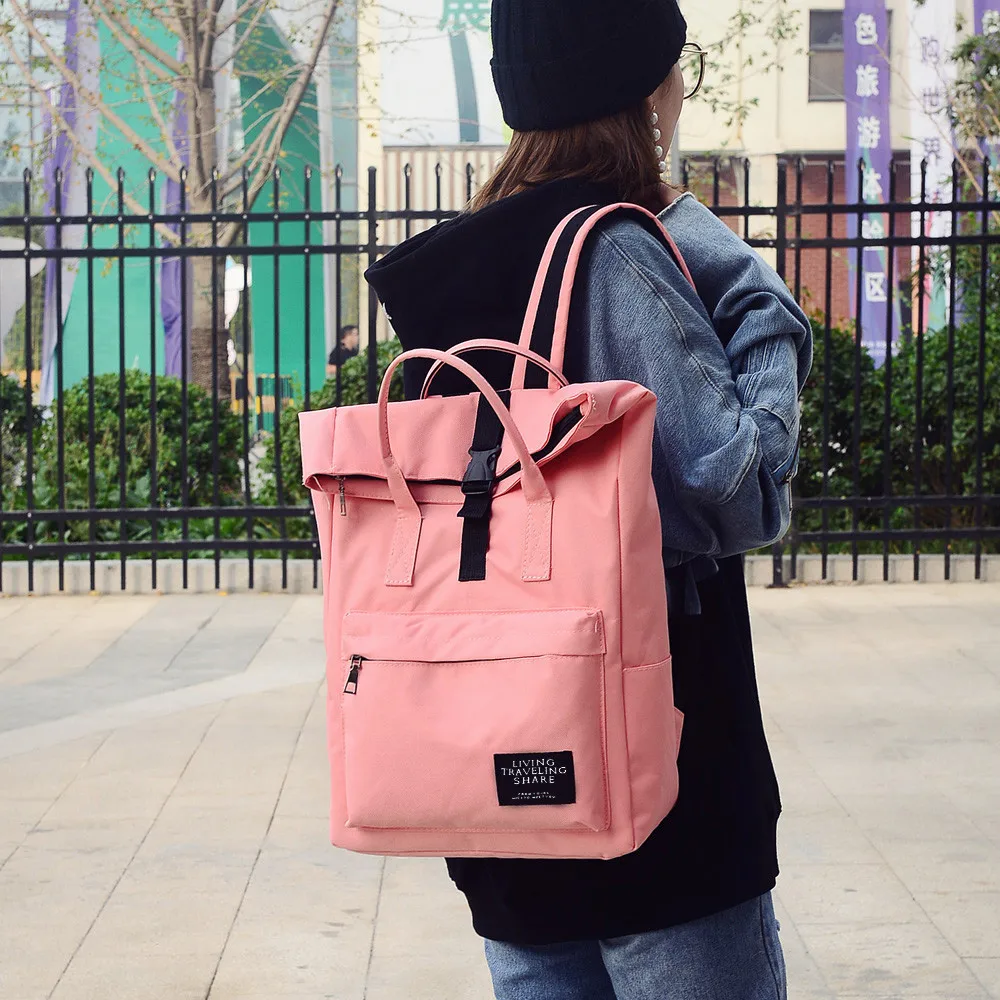 Хит, Модный женский рюкзак, чистый цвет, Nlyon, сумка на плечо, на молнии, мягкая ручка, школьная сумка, ранец, тоут, рюкзак# T2