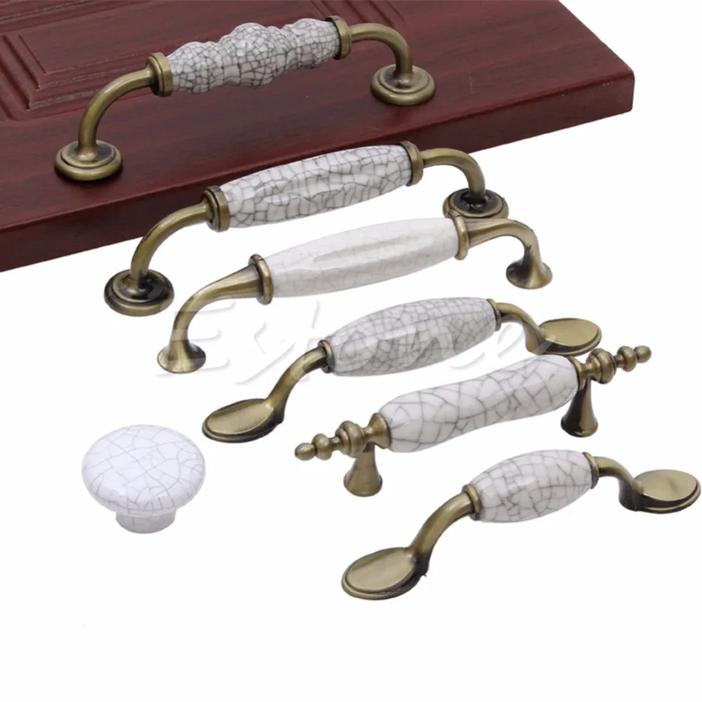 

1 SET Multi Types Antique Ceramic Crack Wardrobe Kitchen Door Drawer Handle Knob #20/22L