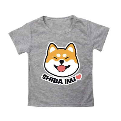 Детская футболка с принтом милой собаки Шиба ину, Однотонная футболка одежда для маленьких мальчиков и девочек модная футболка для колье Подарочное платье, футболка - Цвет: Армейский зеленый