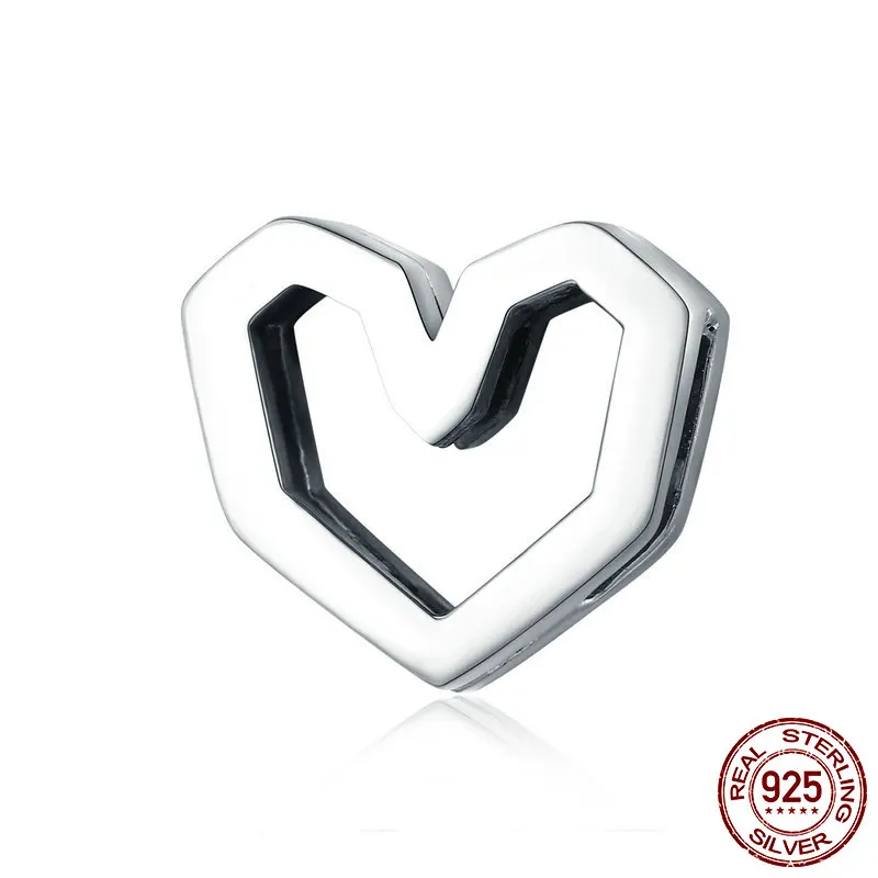 MYBEBOA серебряные бусины 925 пробы простое любовное сердечко круглые скрепки подходят Pandora браслет reflexions DIY талисманы ювелирные изделия