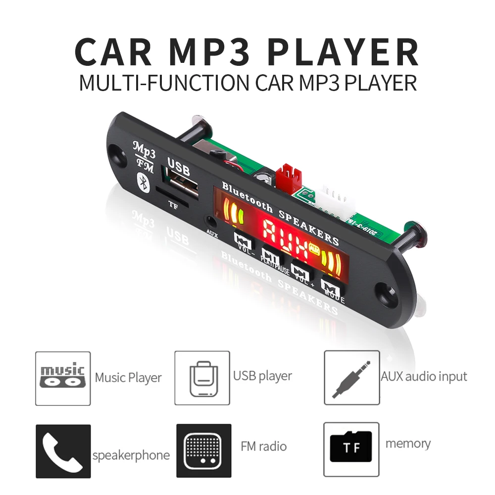 Kebidu 5 в 12 В цветной экран MP3 декодер плата WMA WAV FLAC APE Bluetooth MP3-плеер USB TF fm-радио модуль с записью звонков