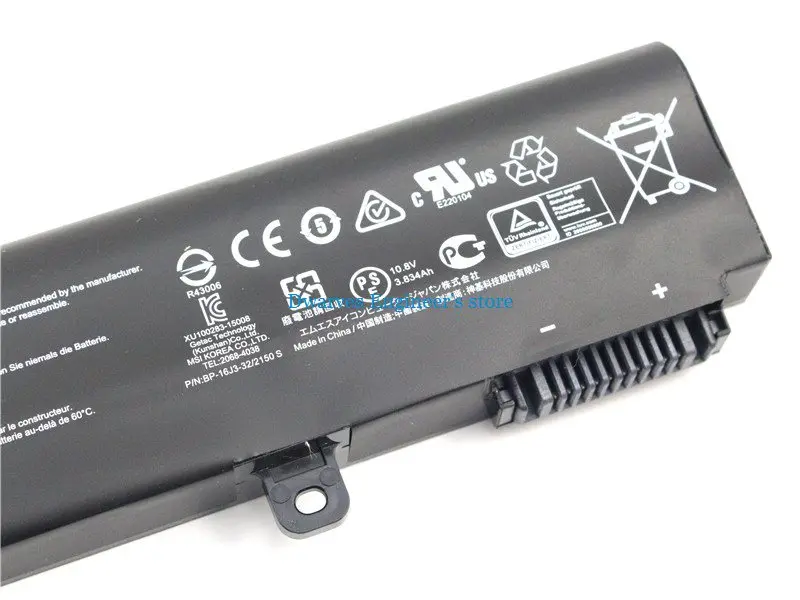 Натуральная BTY-M6H ноутбук Батарея для MSI GE62 MS-16J1 MS-16J2 BTY-M6H Батарея 3834 мА/ч, 41.43Wh