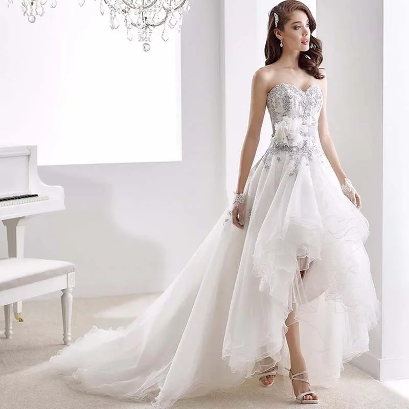 Платье для свадьбы из органзы длинное спереди и сзади|high low wedding dresses|wedding dress