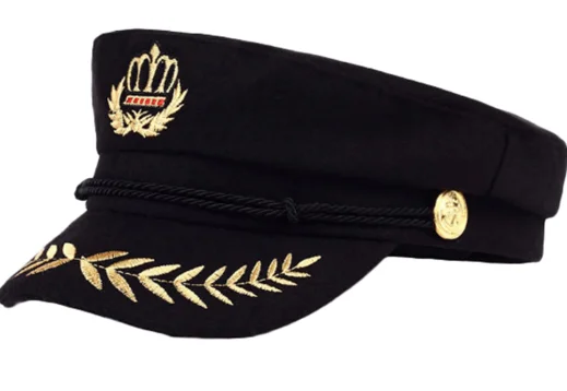 Шерстяные военная шляпа женский темно-шапка берет Для женщин тонкой вышивкой Знак Пшеница фуражка вечерние сценического шоу без каблука Кепки принт - Цвет: black