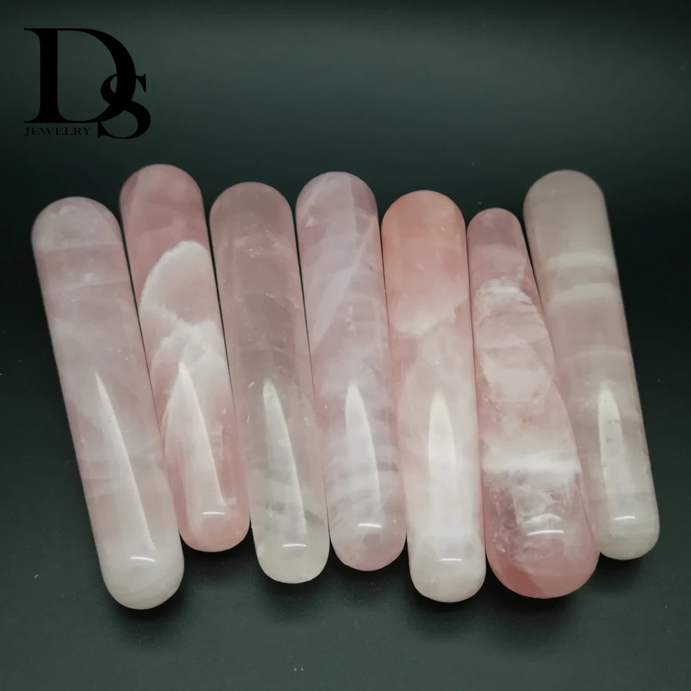 

10 cm Natural Rose Quartz Massage Wand Crystal Quartz Relaxing Acupoint Point Stick Reiki Healing Stone Body Chakra Face Massage