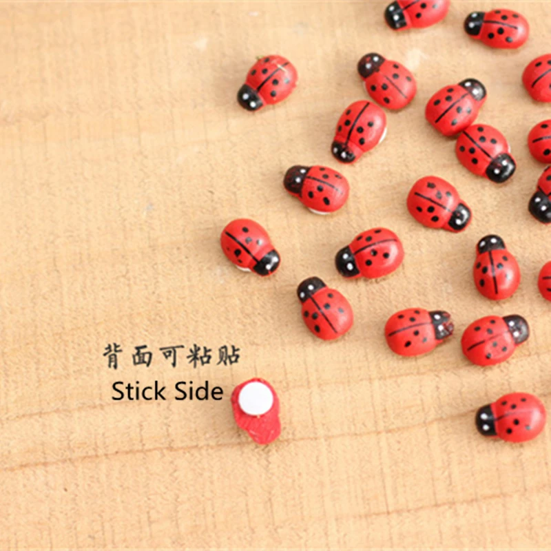 

DoreenBeads Wood Scrapbooking Craft Embellishments Art Craft Collection Animals Ladybug Shape Home Stickers 13 mm x 9 mm, 50 PCs