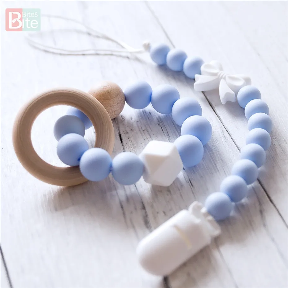 

Bite Bites 1PC Baby Teether Nursing Set Food Grade Silicone Rattle And Pacifier Clips Chain Baby Teethers For Teeth Baby Toys