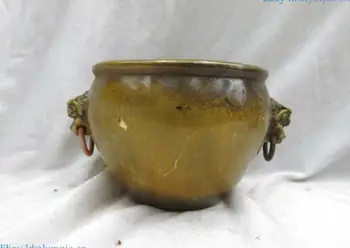 

Fine brass censer China carved copper tiger hand ring incense burner Statue