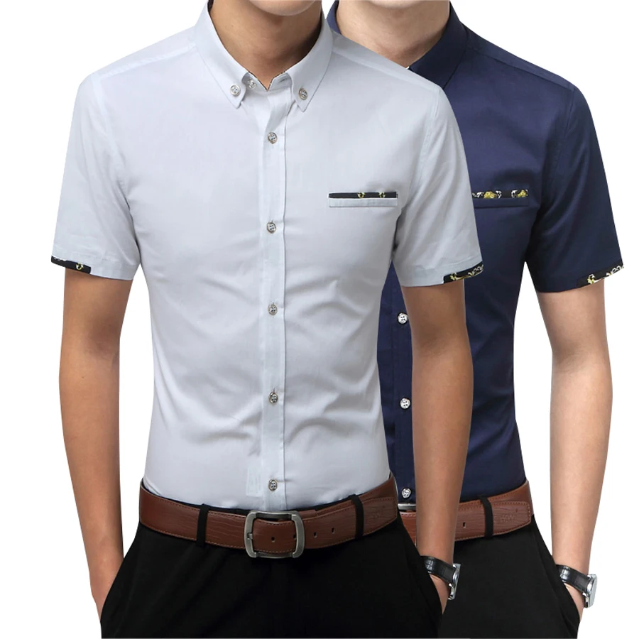 New 2017 Summer Men Shirt Fashion Brand Men Clothes Slim Fit Short