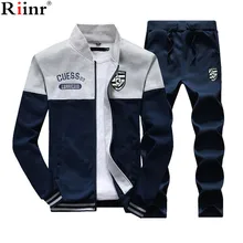 Riinr 2018 Fashion New Arrival Sporting Suit Men Spring And Autumn Casual Sweatshirt+Sweatpants Two Pieces Sets Tracksuit Men