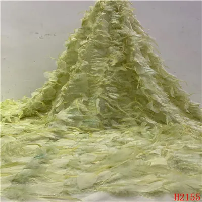 Африканская кружевная ткань с 3D перьями и блестками последняя синяя кружевная ткань высокого качества 3d кружевная ткань для платья F2155 - Цвет: as picture