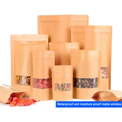 100 шт. коричневые крафт-бумажные подарочные пакеты для конфет для бутика с замком на молнии Свадебная упаковочная сумка переработанная еда