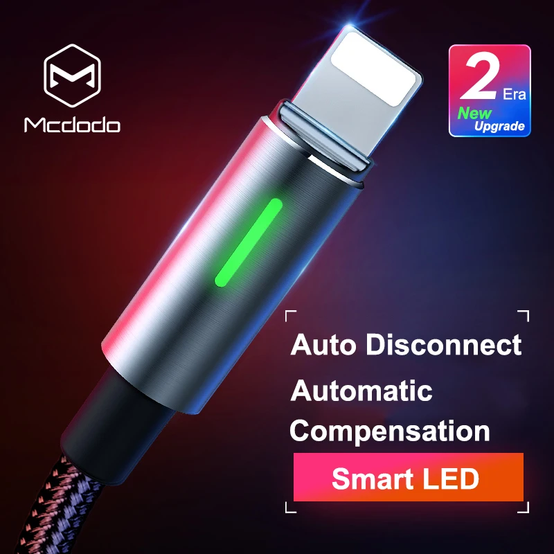 Cable Mcdodo Lightning a USB para iPhone X Xs Max 8 Plus Cable de carga rápida de desconexión automática para iPhone 7 6 s iPad Cable de datos de sincronización