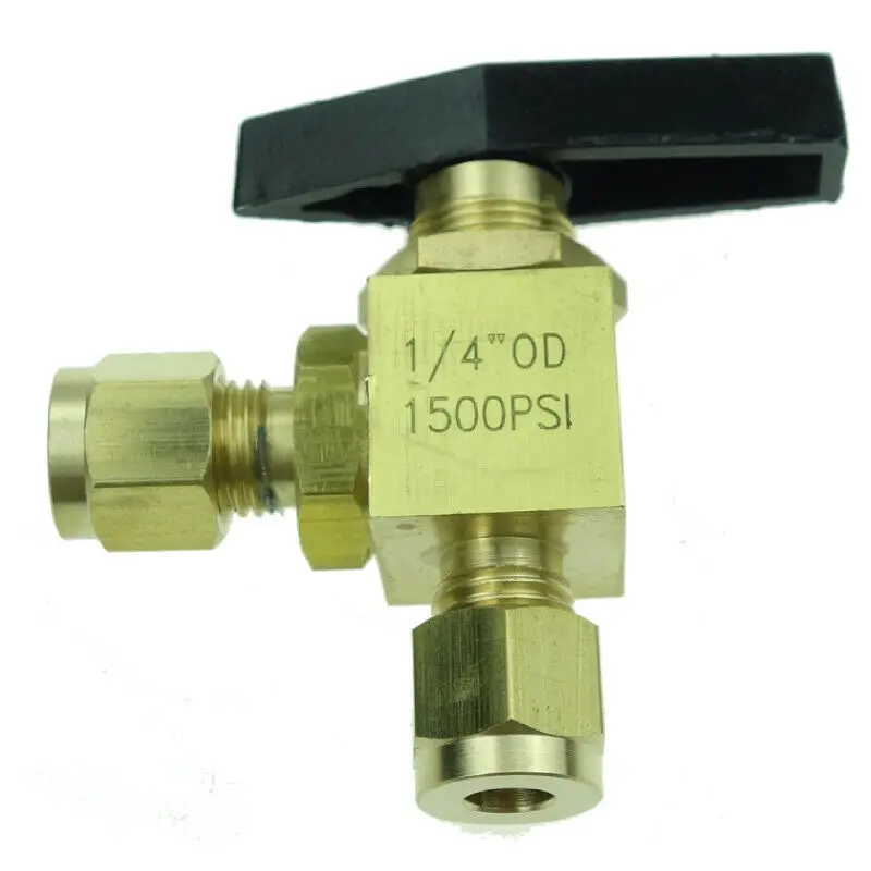 

Brass Instrument 2 Way Angle Ball Valve Double Ferrule Fitting 1/4" OD 1500 psi