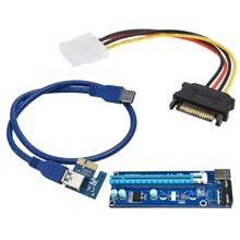 Право Интерфейс PCIe PCI-E PCI Express 1x до 16x Riser Card USB 3.0 Кабель для Передачи Данных с SATA 15pin Мужчин и 4pin питания кабель