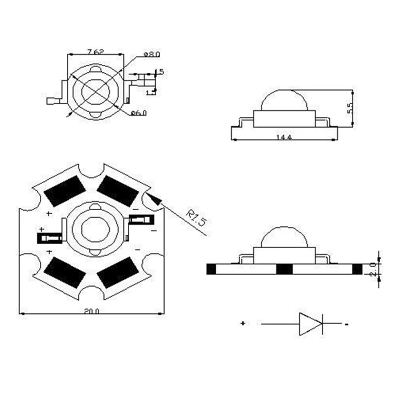 100 шт. лампа с PCB 1 вт DIY SMD световые диоды светодиодный COB чип высокой мощности зеленый красный синий Бусины