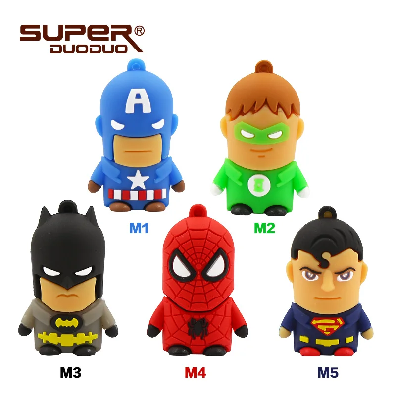 Мини-модель usb флеш-накопитель Бэтмен 4 ГБ 8 ГБ 16 ГБ superheros 32 Гб 64 Гб Супермен u диск Человек-паук карта памяти