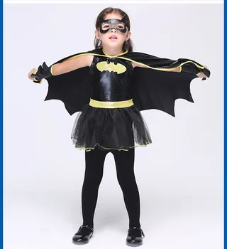 

Cool Black New Halloween Batmen Girls Cosplay Costume Child Batgirls Fantasy Fancy Dress Kids Carnival Party Anime Clothing Set