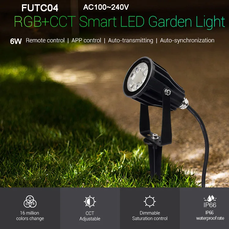 MiBOXER, 6 Вт, 9 Вт, 15 Вт RGB+ CCT светодиодный садовый светильник Водонепроницаемый IP65 DC24V AC 110V 220V Открытый сад светильник ing FUTC01/FUTC02/FUTC03/FUTC04 - Испускаемый цвет: FUTC04