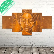 дешево! 5 Шт. Африканская Женщина Рисунок Wall Art Холст Плакат и Печать Холст Картины Декоративные