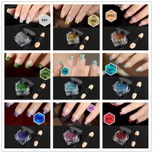 1 коробка 3D сделай сам Золото Серебро Nial Art хлопья блестки смешанные шестиугольные блестящая в УФ-свете пудра Пыль украшения для ногтей