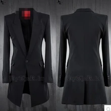 S-6XL, весенне-осенний мужской костюм, тонкий костюм средней длины, мужской модный повседневный костюм, куртка, костюм певицы