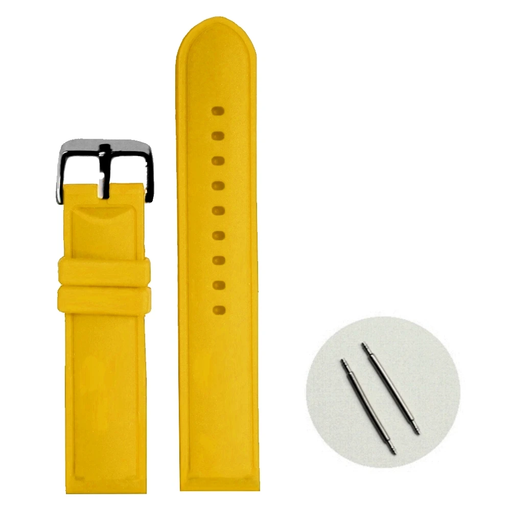 

20mm Yellow Color Silicone Jelly Rubber Unisex Ladies Men Fashion Design Watch Band Straps WB1087C20JB