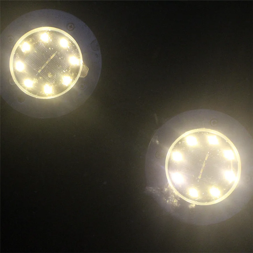

8 LED Solar Power Buried Warm White Light Ground Lamp Outdoor Path Way Garden Emergency Decking Underground Lamps Dropshipping