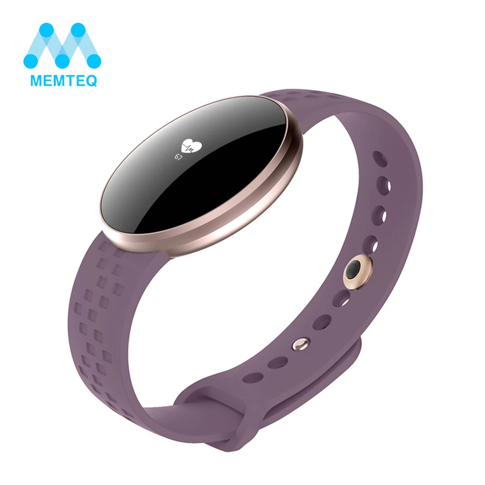 MEMTEQ Purple Smart Wristband Bluetooth Watches Fashion Aluminum Heart