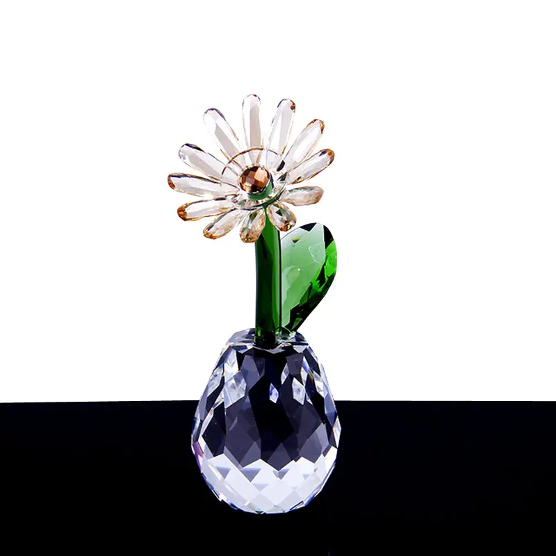

Crystal Daisy Flower Figurines Ornament Glass Flower Craft Crystal Paperweig Wedding Home Fengshui Decor Valentine's Day Gift